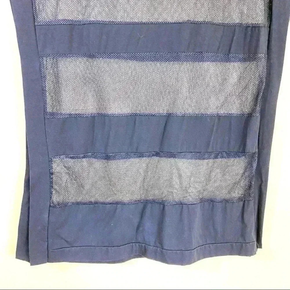 La Moda Black Sheer Mesh Striped Sleeveless Blouse - Picture 11 of 12